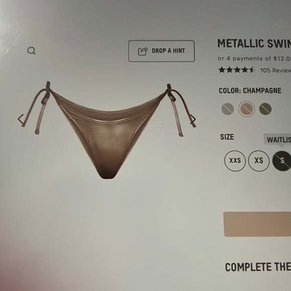 Skims Metallic Swim Dipped Tie Bottoms - Picture 3 of 3